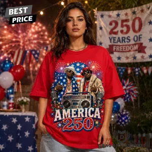 Outkast America 250 Years Of Freedom Retro Patriotic Hip Hop Red Graphic T-Shirt