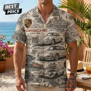 Porsche Vintage Stuttgart Heritage 911 Classic Car Retro Graphic Hawaiian Shirt
