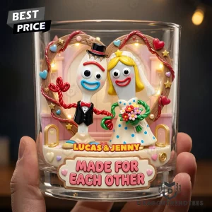 Personalized Forever Together Couple Wedding Anniversary Light-Up 3D Diorama Whiskey Glass