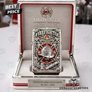 Firefighter Fire Rescue 3D Embossed Maltese Cross First Responder Antique Silver Windproof Pocket Lighter
