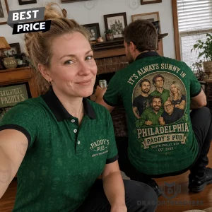 It's Always Sunny in Philadelphia Paddy's Pub Cast Graphic Irish Green Premium 3D All-Over Print Polo Shirt