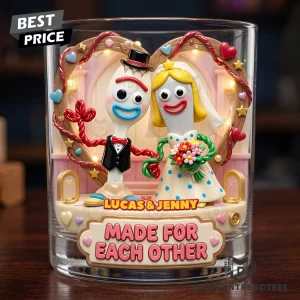 Personalized Forever Together Couple Wedding Anniversary Light-Up 3D Diorama Whiskey Glass