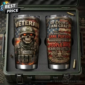 Premium Limited Edition Fire Skull Veteran Insulated Travel Tumbler