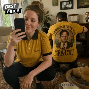 The Office Dwight Schrute Compromise Is For The Weak Fact Quote 3D All-Over Print Polo Shirt