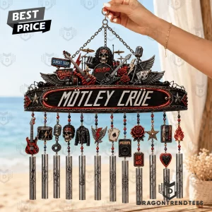 Motley Crue Heavy Metal Rock Band 3D Skull and Guitar Premium Outdoor Garden Wind Chime