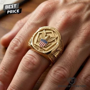 Personalized America 250th Anniversary 1776-2026 Patriotic US Eagle Gold Commemorative Signet Ring