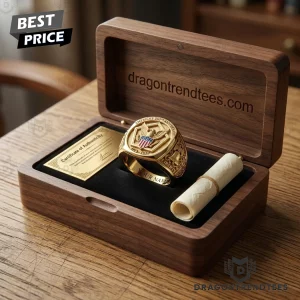 Personalized America 250th Anniversary 1776-2026 Patriotic US Eagle Gold Commemorative Signet Ring