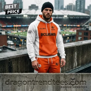 Personalized BC Lions CFL Est 1954 Custom Name Orange and White 3D Hoodie Set