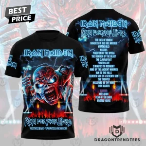 Iron Maiden Run For Your Lives World Tour 2026 Heavy Metal Band 3D All Over Print Graphic T-Shirt