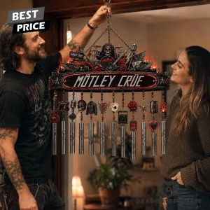 Motley Crue Heavy Metal Rock Band 3D Skull and Guitar Premium Outdoor Garden Wind Chime