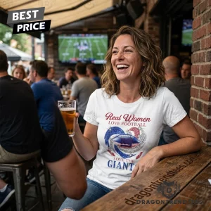 New York Giants Real Women Love Football White Glitter Graphic 3D T-Shirt