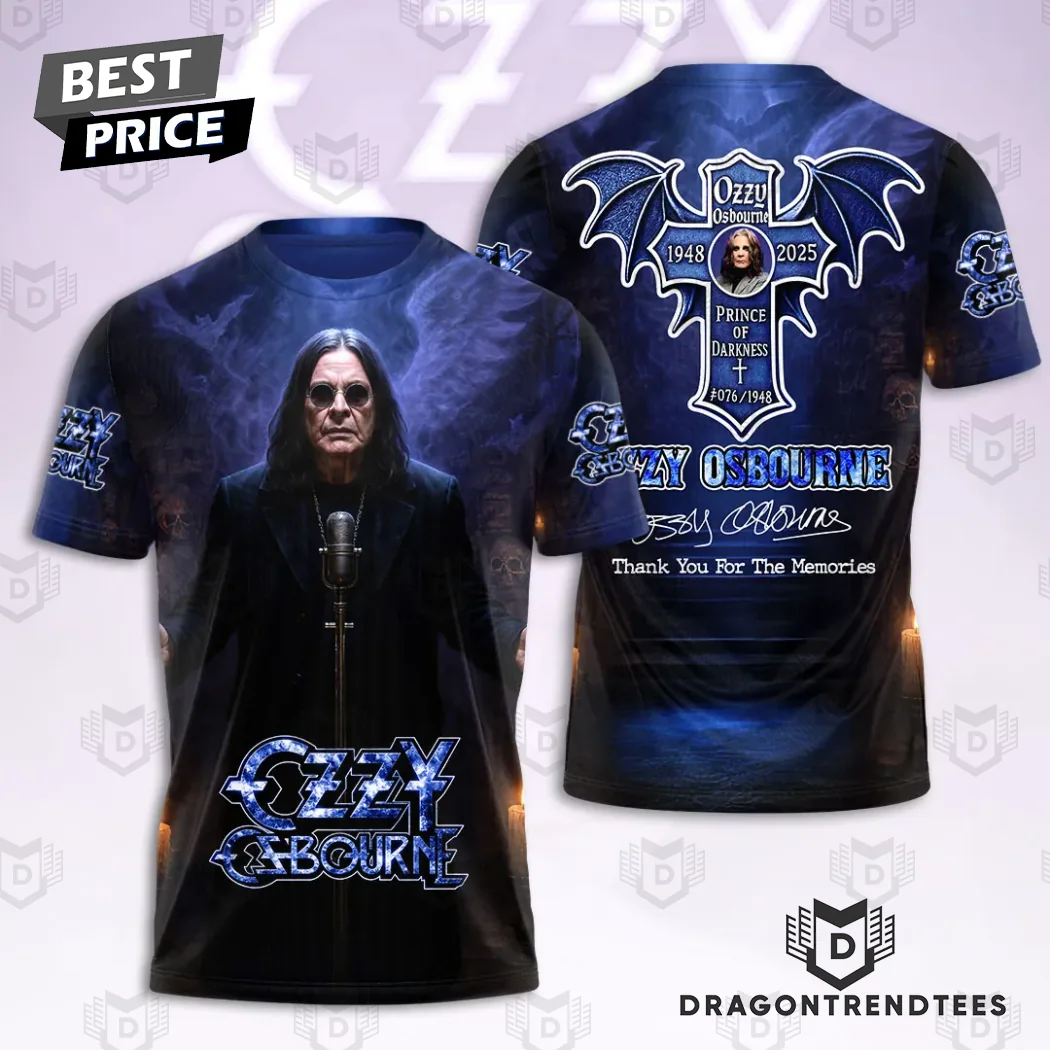 Ozzy Osbourne Prince of Darkness 1948-2025 Thank You For The Memories Tribute 3D All Over Print T-Shirt Ozzy Osbourne Prince of Darkness 1948-2025 Thank You For The Memories Tribute 3D All Over Print T-Shirt