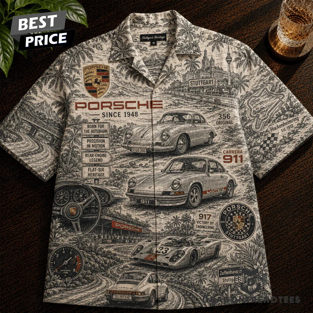 Porsche Vintage Stuttgart Heritage 911 Classic Car Retro Graphic Hawaiian Shirt Porsche Vintage Stuttgart Heritage 911 Classic Car Retro Graphic Hawaiian Shirt