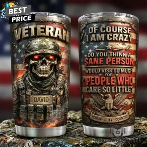 Premium Limited Edition Fire Skull Veteran Insulated Travel Tumbler