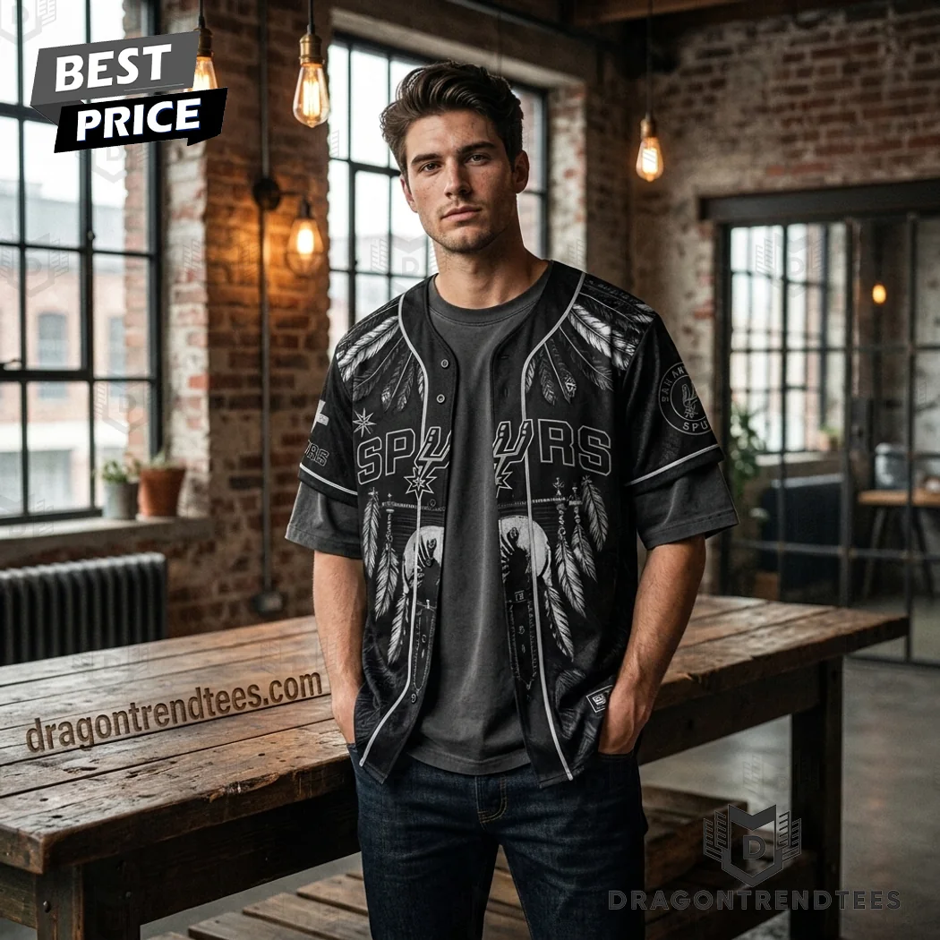 San Antonio Spurs Native American Spirit Heritage Limited Edition Black Baseball Jersey San Antonio Spurs Native American Spirit Heritage Limited Edition Black Baseball Jersey