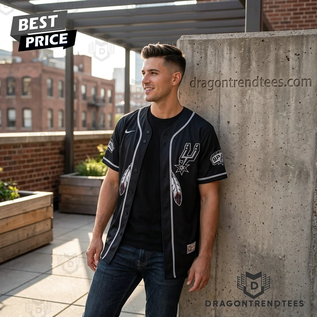 San Antonio Spurs Native American Spirit Heritage Limited Edition Black Baseball Jersey San Antonio Spurs Native American Spirit Heritage Limited Edition Black Baseball Jersey