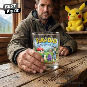 Personalized PokeDad Father’s Day Gift Custom Kids Names Gamer Dad Whiskey Glass