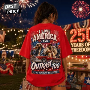 Outkast America 250 Years Of Freedom Retro Patriotic Hip Hop Red Graphic T-Shirt