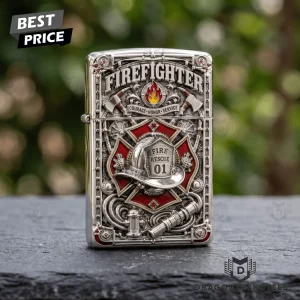 Firefighter Fire Rescue 3D Embossed Maltese Cross First Responder Antique Silver Windproof Pocket Lighter
