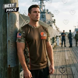 Cleveland Browns US Navy Veteran 250 Years American Freedom Camo Patriotic 3D T-Shirt