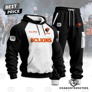 Personalized BC Lions CFL Est 1954 Custom Name Orange and White 3D Hoodie Set
