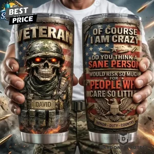 Premium Limited Edition Fire Skull Veteran Insulated Travel Tumbler