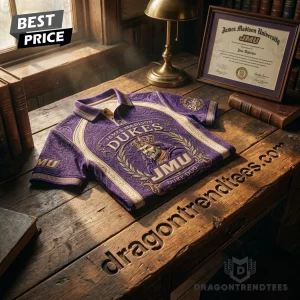 James Madison University JMU Dukes Duke Dog Premium 3D Embossed Vintage Polo Shirt