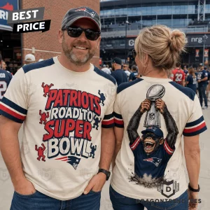 New England Patriots Road To Super Bowl Funny Monkey Trophy Retro Graphic T-Shirt