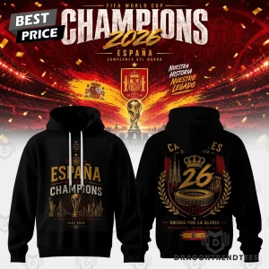 Spain Soccer World Cup Champions 2026 Commemorative Graphic Pullover Hoodie