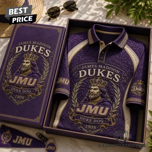 James Madison University JMU Dukes Duke Dog Premium 3D Embossed Vintage Polo Shirt