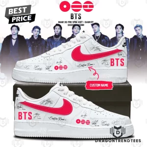 BTS K-Pop Army Personalized Member Signatures White Red Custom Sneakers