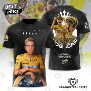 Tadej Pogacar 5-Time Tour de France Champion Commemorative All-Over Print T-Shirt