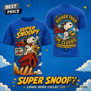 Super Snoopy Beagle of Steel Comic Hero Retro Graphic Blue 3D T-Shirt