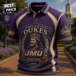 James Madison University JMU Dukes Duke Dog Premium 3D Embossed Vintage Polo Shirt