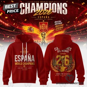 Spain World Cup Champions 2026 Commemorative España Soccer Pullover Hoodie