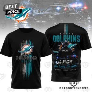 Miami Dolphins Police Tribute Law Enforcement We Protect You Enjoy The Game 3D Graphic T-Shirt