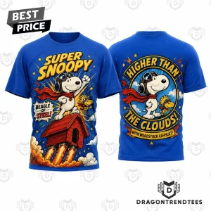 Super Snoopy Beagle of Steel Comic Hero Retro Graphic Blue 3D T-Shirt