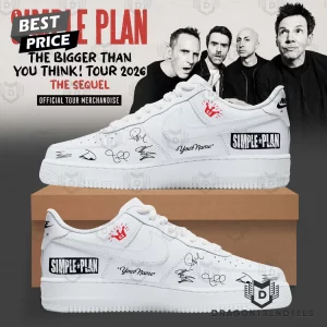 Simple Plan The Bigger Than You Think Tour 2026 Personalized Signatures White Custom Air Force 1