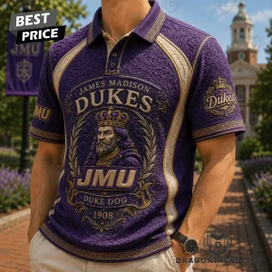 James Madison University JMU Dukes Duke Dog Premium 3D Embossed Vintage Polo Shirt