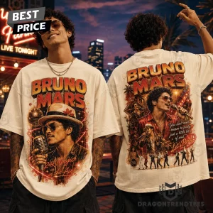 Bruno Mars Vintage 90s Bootleg Graphic Double Sided Concert T-Shirt
