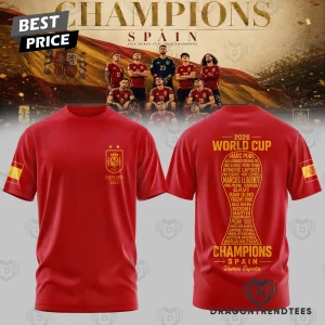 Spain National Football Team 2026 World Cup Champions Commemorative Player Roster 3D T-Shirt
