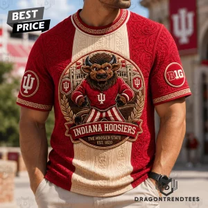 Indiana Hoosiers IU NCAA Premium 3D Embossed Textured Vintage Graphic T-Shirt