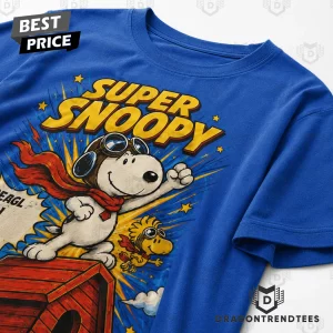 Super Snoopy Beagle of Steel Comic Hero Retro Graphic Blue 3D T-Shirt