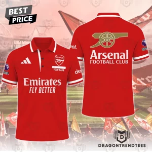 Arsenal FC Personalized Red Custom Name Fan Sportswear Polo Shirt