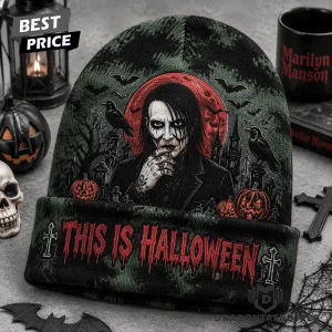 Marilyn Manson The Beautiful People Spooky Gothic Halloween Rock Metal Knit Beanie Hat
