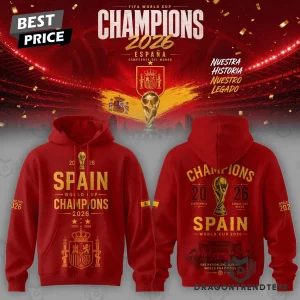 Spain Soccer World Cup 2026 Champions Commemorative Gold Graphic Hoodie