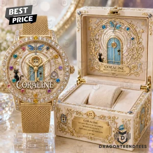 Coraline Secret Door Golden Button Imperial Ladies Edition Premium Gold Stainless Steel Watch