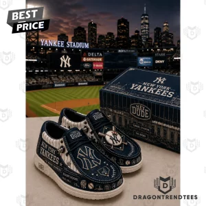 New York Yankees Custom Pinstripe Navy Blue Lightweight Canvas Slip-On Loafer Shoes