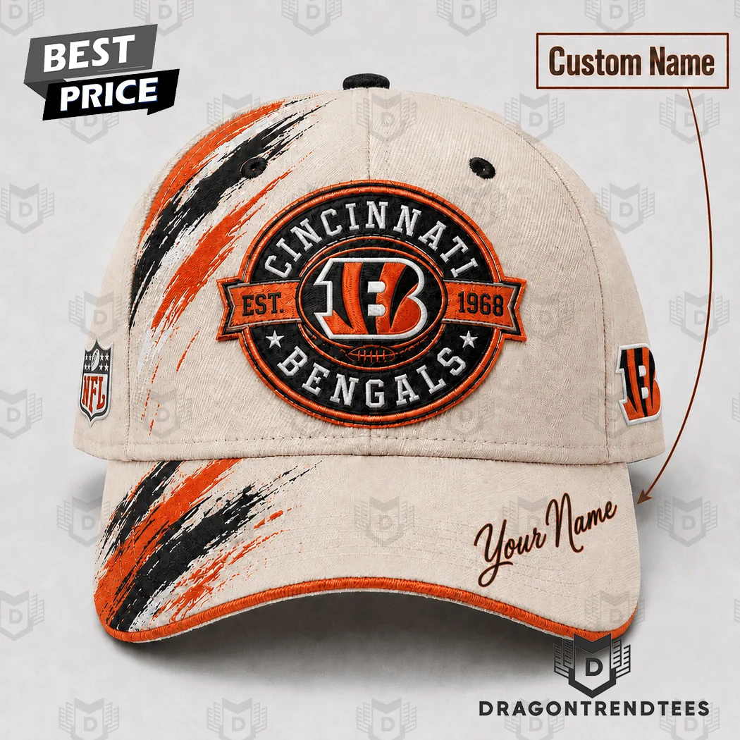 Cincinnati Bengals Personalized Name Est 1968 Vintage Cream Custom Baseball Cap Cincinnati Bengals Personalized Name Est 1968 Vintage Cream Custom Baseball Cap