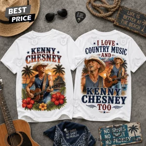 Kenny Chesney I Love Country Music Vintage Beach Sunset Premium 3D Graphic T-Shirt